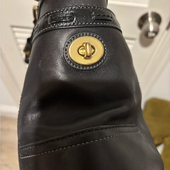 Coach Black Leather Tote with Gold Accents - Picture 10 of 10